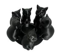 Cat Candle Stick Holders - Gothic Table Accent For Cozy Interiors | 3D Printed Polymer with Sculpted Feline Shape, Stable Base Support and Atmospheric Lighting Display