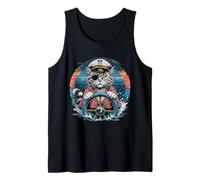 Cat Captain dirigiendo una aventura en barco náutico Camiseta sin Mangas