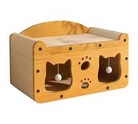Cat Cardboard Scratcher House, Cat Scratch Pad, Interactive Non Slip Kitten Bed with Play Ball, Kitten Scratching Board with Design, Pet Home Furniture Toy for interior Outdoor Ejercise Entertainment