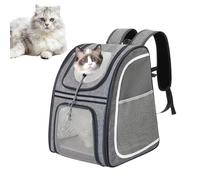 Cat Carrier Backpacks, Breathable Puppy Backpack, Soft Cats Carrier with Reflective Strip, Pet Travel Pouch for Puppy, Kitten, Toys, Snacks, 15.75x12.99x11.02 Inc, Black and Gray