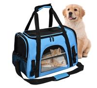 Cat Carrier Bags, Small Puppy Carrier, Shoulder Carrying Bag for Pets, Portable Cats Dog Carriers, Comfortable and Lightweight Pet Travel Bag, 44x29x26 cm, Blue and Gray
