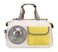 Cat Carrier, Bubble Window Carrier, Nylon PVC Soft Padding Adjustable Straps Portable Lightweight Comfortable, Kitten Backpack for Home Travel Outdoor, 17.72x10.24x11.02Inches, Green, Yellow, Black