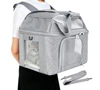 Cat Carrier - Large Comfort Soft Foldable Portable Breathable Pouch | Cat Travel Carrier For Outdoor Travel Hiking Motorcycle Airline Home Park Beach | Vet Daily Vacation Road-trip