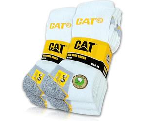 CAT Caterpillar 6 Pares de Calcetines Real Work Socks para Mujer y Hombre - Trabajo y Negocios - Nuevos Medias Tallas 35-50, Blanco, 41-45