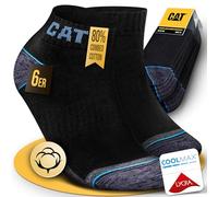 CAT CATERPILLAR POWER & COOL WORK SNEAKERS - 6 pares de calcetines de trabajo para zapatillas de trabajo, tallas 39-42, 43-46, 47-50, 6 Pares Negro, 39-42
