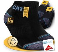 CAT CATERPILLAR POWER & COOL WORK SNEAKERS - Calcetines de trabajo (12 pares, tallas 39-42, 43-46, 47-50), 12 Pairs Black, 43-46