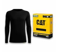 CAT Caterpillar - Ropa interior térmica de bambú prémium, camiseta térmica y pantalón, parte superior, suave, transpirable, cálido, regulador de la humedad, M, L, XL, XXL, 1 camiseta negra, L