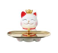 Cat Cats Decoration Statue Figures Sculpture Key Figurine Home Decor Hallway Zen Lover Lucky Cat Flat Figurine Tray,Red D