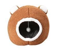 Cat Cave Bed Cute Bear - Soft Plush Foldable Washable Tent with Toy