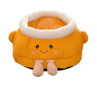 Cat Cave Bed - Cute Orange Design with Soft Thick Plush Interior, Pet House for Cats and Puppies, Winter Sleeping Shelter for Bedside Couch Window or Car Travel, Warm Comfortable Material
