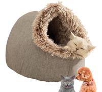 Cat Cave Bed, Suitable For Indoor Cats and Small Dogs, Made of Thick Terry Material, Portable Pet Bed For Cats (Brown)