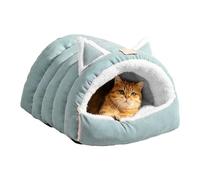 Cat Cave Bed - Warm Semi Enclosed Plush Removable Washable Cute Tent, Soft