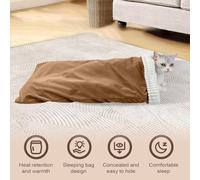 Cat Cave Bed, Warming Pad Sack Winter Pets Nests, Plush Winter Pet Nests Warming Pad Sack Travel Car Indoor, Cosy Pet Snuggle For Rest Hiding For Indoor Car Christmas Travel Home