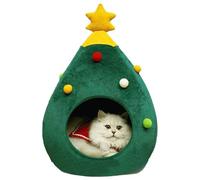Cat Cave - Casa de gato de árbol de Navidad - Ca.t House Christmas - Cama de lana de algodón de 60 cm con acolchado suave, lavable a máquina, diseño festivo decorativo, ideal para gatos de 5 kg