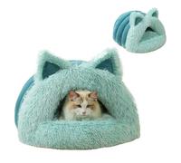 Cat Cave - Cueva bonita de peluche con orejas de gato, casa cálida para gatos | cómodo refugio para gatos y perros pequeños, ideal para uso en invierno y en casa interior