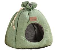 Cat Cave, Pet Bed, Sack Shape Washable Hideaway Soft Winter Non-Slip Portable Removable Mat Dog Sleeping Pod for Puppies and Kittens, 17.72x17.72x15.75 Inches