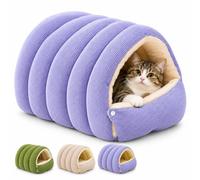 Cat Caves for Indoor Cats, Corduroy Enclosed Pet Bed (Purple,L) | Soft Corduroy Exterior, PP Cotton Filling, Enclosed Cave Shape, Cozy Resting Space, Indoor Cats & Dogs
