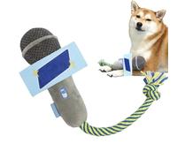 Cat Chew Toy, Microphone Teething Toy, Sound Bell Plush with 7.09x4.33x2.76 Inches, Rope Tug Toys for Cats, Boredom, Indoor, Outdoor Travel, Stitched Edges, Gentle Texture, Gray