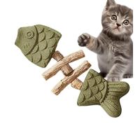 Cat Chew Toy Natural Wooden Catnip Fishbone-Shaped Cat Teething Chew Toys