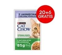 CAT CHOW Alimento para gatos esterilizados con cordero y judías verdes en salsa 85g - 20 SOBRES + 6 GRATIS!!!