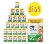 CAT CHOW Alimento para gatos esterilizados con pollo y berenjena en salsa 85g - 20 SOBRES + 6 GRATIS!!!