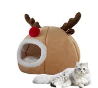 Cat Christmas House, Warm Pet Bed, Christmas Cat Cave, Dog Tent Bed, Washable Indoor Cat Nest, Semi-Enclosed Cat House, Cozy Pet Bed For Winter, Festive Pet Furniture, Holiday Pet