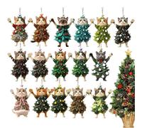 Cat Christmas Ornament - Acrylic, 3.15x2.24x0.12in Kitten Pendant Festive Holiday Decor | Lightweight and Durable Seasonal Hanging Accent, Feline Holiday Charm For Mantel, Hallway, Kitchen, Entryway