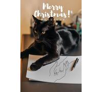 Cat Christmas Wishes Merry Christmas Notebook: Journal for Cat Lovers with Elegant Cream Paper, Wide Lines, 80 Numbered Pages