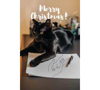 Cat Christmas Wishes Merry Christmas Notebook: Journal for Cat Lovers with Elegant Cream Paper, Wide Lines, 80 Numbered Pages