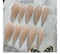 Cat Claw Press on Nails Short Stiletto Handmade Nude Unique Reusable Dragon Eagle Claw False Nails with Designs Glossy Thick Acrylic Glue on Nail (XS)