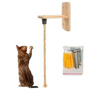 Cat Climbing Rope, Wall Mounted Feline Shelves - Juego de mesa de saltar de 6,56 pies, percha de actividad de madera de sisal, escalera rasca con hammock, engranaje de descanso para interiores para