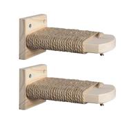 Cat Climbing Steps, Wall-Mounted Paw Grinding Shelf, Set of 2 Wooden Space-Saving Stairs, Pet Jumping Shelves Portable Compact Versatile Ideal for Wall and Cage, 5.91x2.95x3.94inc
