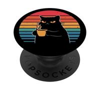 Cat Coffee Moody Morning Cafe Mom PopSockets PopGrip Adhesivo