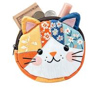 Cat Coin Purse | 11x11x4cm Cute Japanese Color Blocking Flower Change |