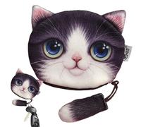 Cat Coin Purse With Zipper - Cute Animal-Themed Change Pouch With Decorative Tail, Compact Wallet For Jewelry Cards Mini Accessories | Soft Lightweight Organizer Bag For Girls Women, violeta, Consulte