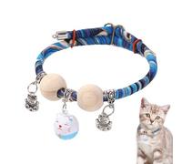 Cat Collar, Cedar-Bead Pet Necklace, Lightweight Adjustable Neck Decor, Natural Beads, Stylish Collar For Cats and Pets, Walking, Holidays, Photography, Indoor Outdoor, Pink, Black, Blue, Red