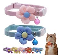 Cat Collar,Cute Flower Indoor Cats Collar with Bell, Pet Necklace - Kitten Collars with Bell for Indoor Outdoor Home Living Room Dogs Pet Puppy Daily Decoration (I)