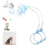 Cat Collars with Cat Feather Toys, 2024 New Creative Cat Toys, Rubber Collar cat Teaser Stick, Adjustable Collar Toys, Interactive Cats Toys For Indoor Kitten, Interactive Cat Neck Toy (2 PCS,Blue)