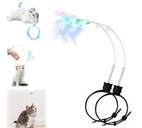 Cat Collars with Cat Feather Toys, 2024 New Creative Cat Toys, Rubber Collar cat Teaser Stick, Adjustable Collar Toys, Interactive Cats Toys For Indoor Kitten, Interactive Cat Neck Toy (2 PCS,Black)