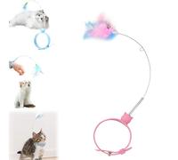 Cat Collars with Cat Feather Toys, 2024 New Creative Cat Toys, Rubber Collar cat Teaser Stick, Adjustable Collar Toys, Interactive Cats Toys For Indoor Kitten, Interactive Cat Neck Toy (1 PCS,Pink)