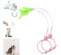 Cat Collars with Cat Feather Toys, 2024 New Creative Cat Toys, Rubber Collar cat Teaser Stick, Adjustable Collar Toys, Interactive Cats Toys For Indoor Kitten, Interactive Cat Neck Toy (2 PCS,Pink)