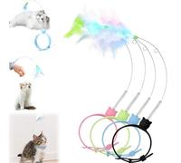 Cat Collars with Cat Feather Toys, 2024 New Creative Cat Toys, Rubber Collar cat Teaser Stick, Adjustable Collar Toys, Interactive Cats Toys For Indoor Kitten, Interactive Cat Neck Toy (4 PCS,4 Color)
