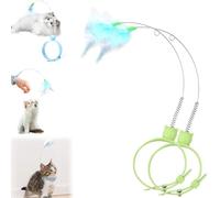 Cat Collars with Cat Feather Toys, 2024 New Creative Cat Toys, Rubber Collar cat Teaser Stick, Adjustable Collar Toys, Interactive Cats Toys For Indoor Kitten, Interactive Cat Neck Toy (2 PCS,Green)