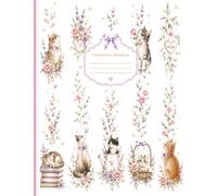 Cat Composition Notebook: Cute Coquette Pink and Purple Journal for Students, Teens, Women, and Gifts