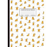 Cat Composition Notebook: Funny Orange Cat Yoga Poses Notebook for Adults, Students & Cat Lovers - College Ruled Lined Paper 8.5 x 11 inches 110 pages