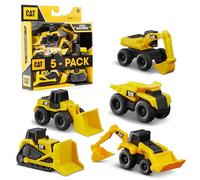 CAT Construction Little Machines 5-Pack - Includes Dump Truck, Front Loader, Bulldozer, Backhoe, and Excavator - 3” Mini Vehicles with Moving Parts - Ideal for Kids Ages 3+