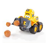 CAT Construction Toys, Front Loader Toy - Interactive Forward & Back Motion, Lights & Sounds, Animated Face - Batteries & Play Rocks Included - Ages 2+