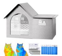 Cat Cooling House, Waterproof Pet Cooling House, Foldable Cat Summer Shelter For All Seasons, Dogs, Kittens, Pets (Grau-a,70 * 50 * 45cm)