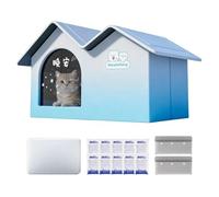 Cat Cooling House with 10 Ice Packs & 1 Aluminum Foil Sheet - Leak-Proof Temperature Reduction Summer Ice Bed & Dog House - Indoor/Outdoor Pet Bed for Small Medium Large Breeds, Kitten, Puppy
