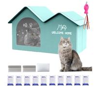 Cat Cooling House with 10 paquetes de hielo, Weatherproof Outdoor Cat House Shelter, plegable Pet Cooling Bed for Summer, Insulated Dog House for Interior and Patio Use (azul, 23,6 x 15,0 x 16,5 in)
